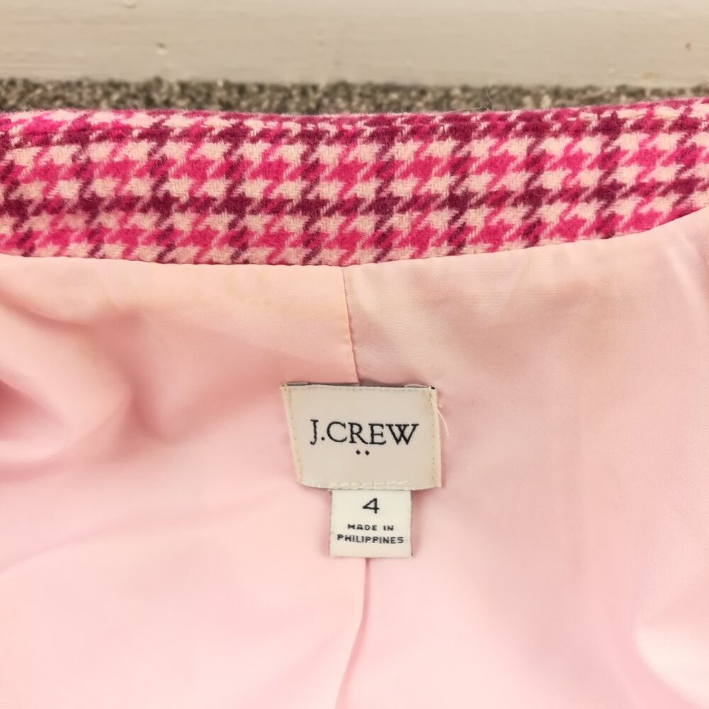 J. Crew Pink Houndstooth Skirt Suit Set - Picture 6 of 16